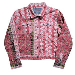 GRAMICCI Jaime Arizona Orange Aztec Printed Cropped Button Up Jacket Womens L